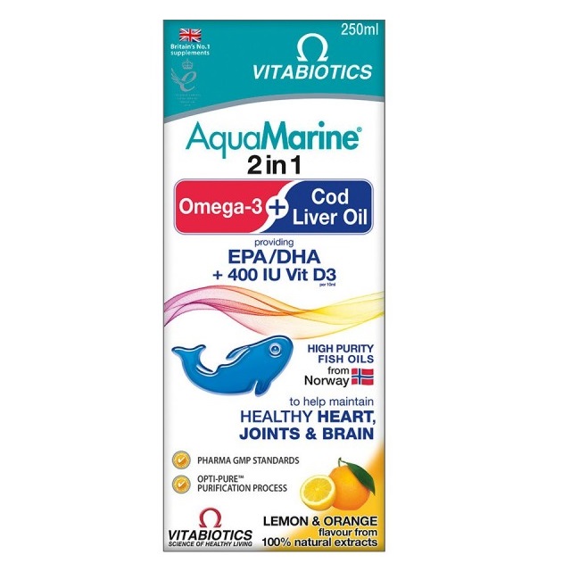 VITABIOTICS AquaMarine Cod Liver Oil & Omega3 250ml Gea Pharmacy