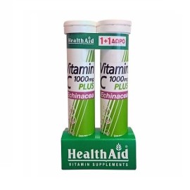 HEALTH AID Vitamin C 1000mg Plus Echinacea - 20αναβρ. δισκία 1+1 Δώρο
