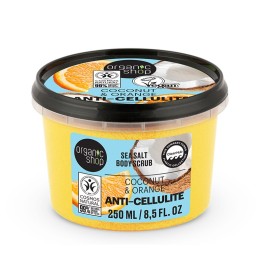 NATURA SIBERICA Organic Shop Anti Cellulite Body Scrub Coconut & Orange, Scrub Σώματος Κατά της Κυτταρίτιδας με Θαλασσινό Αλάτι - 250ml