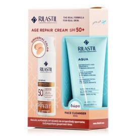 RILASTIL Promo Age Repair Anti-Age Tinted Protective Cream SPF50+, Αντηλιακή με Χρώμα -50ml & ΔΩΡΟ Aqua Face Cleancer, Καθαριστικό Προσώπου -50ml, 1σετ