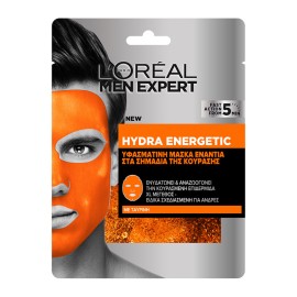 LOREAL PARIS Men Expert Hydra Energetic Tissue Mask, Yφασμάτινη Μάσκα Προσώπου Ενάντια στα Σημάδια της Κούρασης - 1τεμ