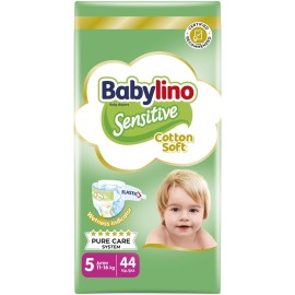 BABYLINO Sensitive Cotton Soft No5 11-16 Kg Value Pack, Πάνες με Απαλό Κάλυμμα με Βαμβάκι - 44τεμ