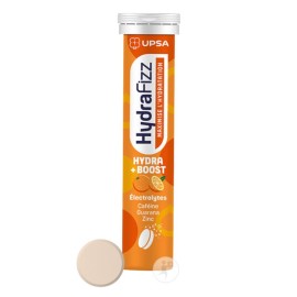 UPSA HydraFizz Hydra + Boost, Ηλεκτρολύτες με Καφείνη, Guarana, Ψευδάργυρο σε Γεύση Πορτοκάλι -16αναβ.δισκ