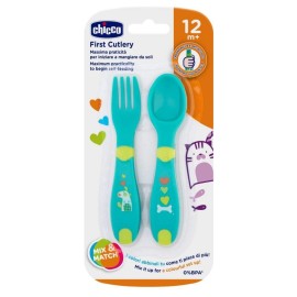 CHICCO First Cutlery, Πιρούνι, Κουτάλι, Πράσινο 12m+