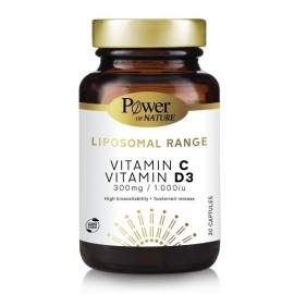 POWER OF NATURE Liposomal Range Vitamin C 300mg & Vitamin D3 1000i.u - 30caps
