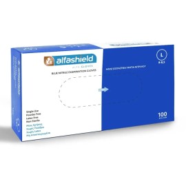 ALFASHIELD Μπλέ Γάντια Νιτριλίου μιας Χρήσης Χωρίς Πούδρα, Large - 100τεμ