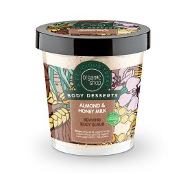 NATURA SIBERICA Organic Shop Body Desserts Almond & Honey Milk, Αναζωογονητικό Απολεπιστικό Σώματος, Αμύγδαλο & Μέλι Γάλα - 450ml