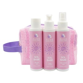 ALOE COLORS Promo Sol Babe Summer Bag/ Shower Gel, Αφρόλουτρο -100ml & Body Lotion, Ενυδατική Σώματος -100ml & Hair & Body Mist -100ml & ΔΩΡΟ Νεσεσέρ, 1σετ