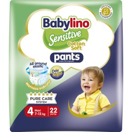 BABYLINO Sensitive Cotton Soft Pants No4 Maxi 7-13kg, Πάνες Βρακάκι με Ελαστική Μέση - 22τεμ
