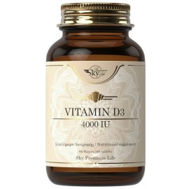 SKY PREMIUM LIFE Vitamin D3 4000IU, Συμπλήρωμα Διατροφής με Υψηλή Περιεκτικότητα για Γερά Οστά & Δυνατό Ανοσοποιητικό - 60tabs