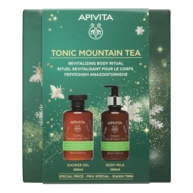 APIVITA Promo Tonic Mountain Tea, Τονωτικό Αφρόλουτρο με Τσάι Βουνού & Αιθέρια Έλαια -250ml & Ενυδατικό Γαλάκτωμα Σώματος -200ml, 1σετ