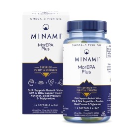 MINAMI MorEPA Plus, Συμπυκνωμένο Ω-3, Ενυσχυμένα EPA & DHA από Υψηλής Καθαρότητας Ιχθυέλαιο  - 60caps