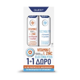 QUEST Vitamin C 1000mg & Zinc & Rosehips - 20αναβρ. δισκία & ΔΩΡΟ Electrolytes - 20αναβρ. δισκία