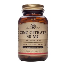 SOLGAR Zinc Citrate 30mg, Ψευδάργυρος - 100veg. caps