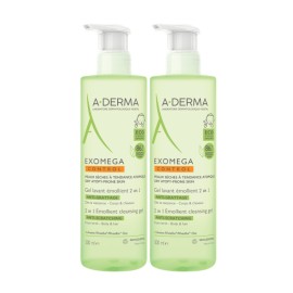 A-DERMA Exomega Control Gel Lavant Emollient 2in1, Καθαριστικό Τζελ 2σε1 Κατά της Ατοπίας - 2 x 500ml - 50% στο 2ο προϊόν