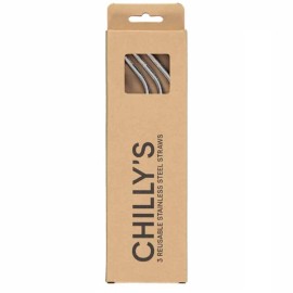 CHILLYS Stainless Steel Straws, Ανοιξείδωτα Καλαμάκια - 3τεμ