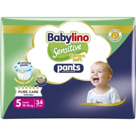 BABYLINO Sesnitive Pants No5 Junior 10-16kg, Πάνες Βρακάκι με Ελαστική Μέση - 34τεμ