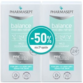 PHARMASEPT Balance Mild Deo Roll-On, Αποσμητικό για Ευαίσθητες Επιδερμίδες - 2 x 50ml με -50% στο 2ο