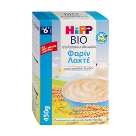 HIPP Bio Φαρίν Λακτέ Κρέμα Δημητριακών με Γάλα και Σιμιγδάλι, Χωρίς Ζάχαρη, Απο τον 6ο Μήνα - 450gr