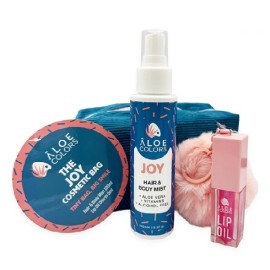 ALOE COLORS The Joy Cosmetic Bag/ Hair & Body Mist με Σαγηνευτικό Ξυλώδες Άρωμα -100ml & Lip Oil με pom pom Charm -5ml & ΔΩΡΟ Νεσεσέρ, 1σετ