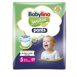 BABYLINO Sensitive Cotton Soft Pants No5 Junior 10-16kg, Πάνες Βρακάκι με Ελαστική Μέση - 20τεμ