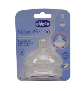 CHICCO Natural Feeling, Θηλή Σιλικόνης 6m+ Γρήγορης Ροής - 2τεμ