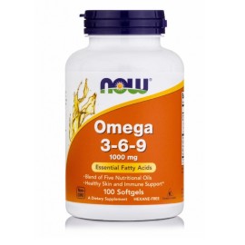 NOW FOODS Omega 3-6-9 1000mg, Συμπλήρωμα Διατροφής με Ωμέγα 3-6-9 Λιπαρά Οξέα - 100caps