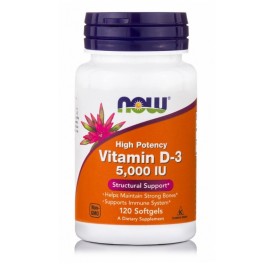 NOW FOODS Vitamin D3 5000IU, Συμπλήρωμα Διατροφής με Βιταμίνη D3 5000IU - 120softgels