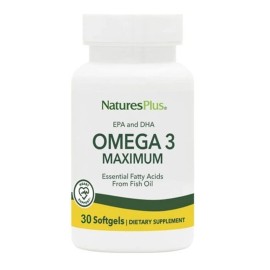 NATURES PLUS Omega-3 Maximum, Συμπλήρωμα Διατροφής με Ω3 λιπαρά -30softgels