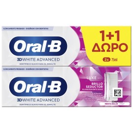 ORAL-B Luxe 3D White Advanced Toothpaste, Οδοντόκρεμα για την Αφαίρεση των Λεκέδων - 75ml 1+1 ΔΩΡΟ