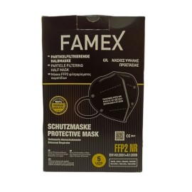FAMEX Μάσκα Προστασίας KN95 FFP2 Μαύρη Κουτί - 10 τεμ