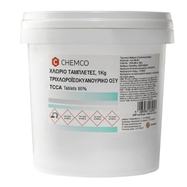 CHEMCO Χλώριο Τρίχλωρο 90% σε Ταμπλέτες, Τριχλωροισοκυανουρικο Οξύ -1Kg