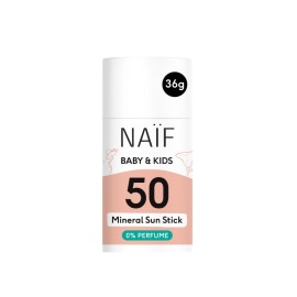 NAIF Baby & Kids High Protection Mineral Sun Stick SPF50, Αντηλιακό Στικ Χωρίς Άρωμα, Προσώπου-Σώματος, για Βρέφη & Παιδιά - 36ml