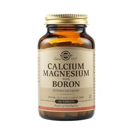 SOLGAR Calcium Magnesium Plus Boron, Συμπλήρωμα Διατροφής με Ασβέστιο, Μαγνήσιο & Βόριο - 100tabs