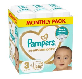 PAMPERS Premium Care No 3 (6-10Kg) Monthly Pack - 216τεμ