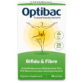 OPTIBAC Bifido & Fiber, Συμπλήρωμα Διατροφής Κατά της Δυσκοιλιότητας με Προβιοτικό & Πρεβιοτικές Ίνες - 10 φακελάκια