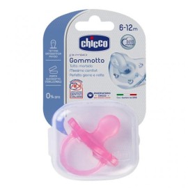 CHICCO Physio Soft Πιπίλα Όλο Σιλικόνη Ροζ 6-12m - 1τμχ