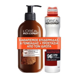 LOREAL PARIS Σετ Men Expert BarberClub Gel Καθαρισμού 3 σε 1 - 200ml &  Invincible Αποσμητικό Spray - 150ml