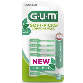 GUM Soft-Picks Comfort Flex Cool Mint, 670, Medium, Εύκαμπτα Μεσοδόντια Βουρτσάκια - 40τεμ