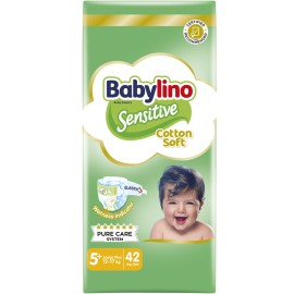 BABYLINO Sensitive Cotton Soft No5+ 12-17 Kg Value Pack, Πάνες με Απαλό Κάλυμμα με Βαμβάκι - 42τεμ