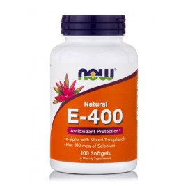 NOW FOODS Natural E-400 IU, Συμπλήρωμα Διατροφής με Βιταμίνη E -100 Softgels