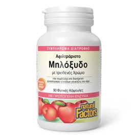 NATURAL FACTORS Fermented Apple Cider Vinegar with Chromium, Μηλόξυδο με Χρώμιο - 90Vcaps