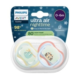 PHILIPS AVENT Ultra Air 0-6m Nighttime, Πιπίλα που Λάμπει στο Σκοτάδι SCF376/24 -2τεμ