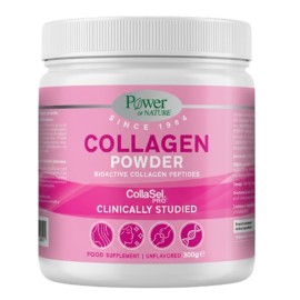 POWER OF NATURE Collagen Powder Unflavored, Συμπλήρωμα Διατροφής με Βιοενεργά Πεπτίδια Κολλαγόνου για το Δέρμα και τις Αρθρώσεις -300g