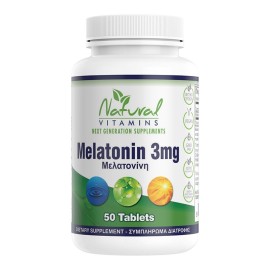 NATURAL VITAMINS Melatonin 3mg, Μελατονίνη Φυσική Βοήθεια για τον Ύπνο - 50tabs
