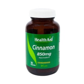 HEALTH AID Cinnamon 850mg, Τιτλοδοτημένο Εκχύλισμα & Σκόνη Φλοιού Κανέλας Κεϋλάνης - 30caps