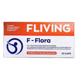 FLIVING F-Flora 10 Billion Friendly Bacteria, Συμπλήρωμα Διατροφής που Περιέχει Φιλικά Βακτήρια -10caps