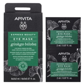 APIVITA Express Beauty Eye Mask Ginkgo Biloba, Μάσκα Ματιών για Μαύρους Κύκλους με Τζίνκο Μπιλόμπα - 2x2ml
