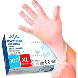 INTCO Vynil Gloves, Γάντια Βινυλίου Χωρίς Πούδρα Λευκά, XL - 100τεμ