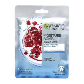 GARNIER Moisture Bomb Sheet Mask, Υφασμάτινη Μάσκα Ενυδάτωσης με Ρόδι & Υαλουρονικό Οξύ - 28gr